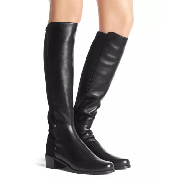 STUART WEITZMAN Mixitup Mezza Mezza Black Leather Knee Stretch Classic Boots 4 - Picture 10 of 10